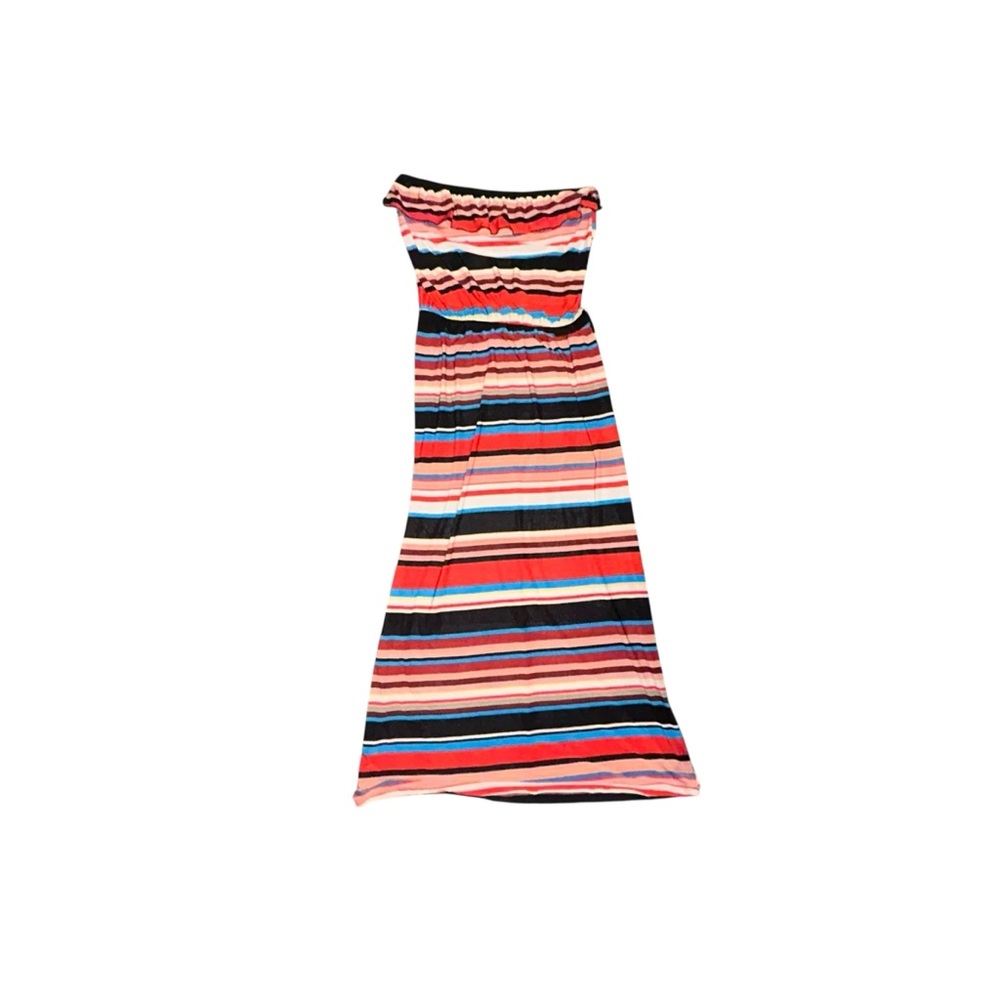 Striped Strapless Summer Dress in Multicolor Sz L - Picture 4 of 9